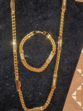 Walter Steiger Gold-Tone Chain Necklace and Bracelet Set